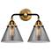 Cone 12 1/2"H Black Brass Smoke Glass 2-Light Wall Sconce