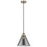 Cone 12" Antique Brass Mini Pendant w/ Plated Smoke Shade