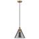Cone 12" Antique Brass Mini Pendant w/ Plated Smoke Shade