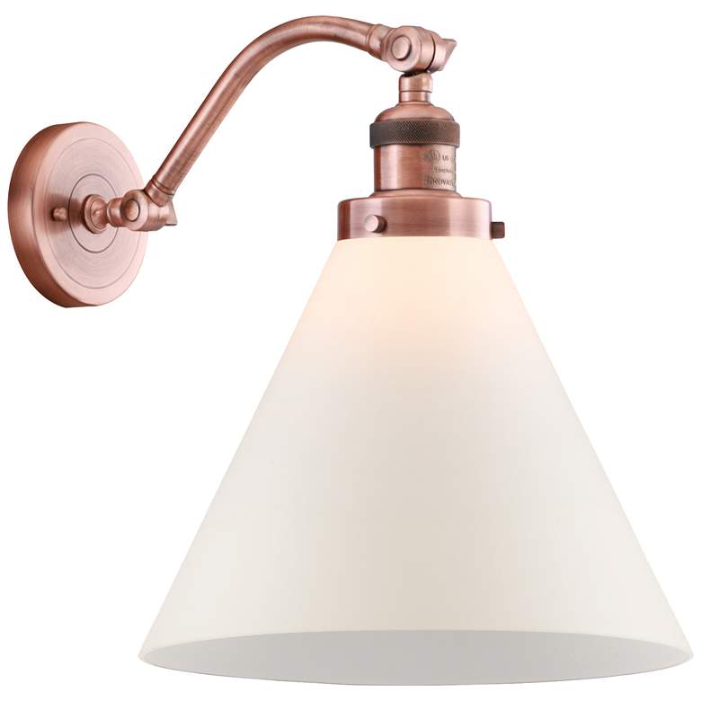 Image 1 Cone 12" Antique Copper Sconce w/ Matte White Shade