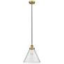Cone 12" Brushed Brass Mini Pendant w/ Seedy Shade