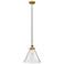 Cone 12" Brushed Brass Mini Pendant w/ Seedy Shade