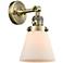 Cone 12" High Antique Brass White Glass Wall Sconce