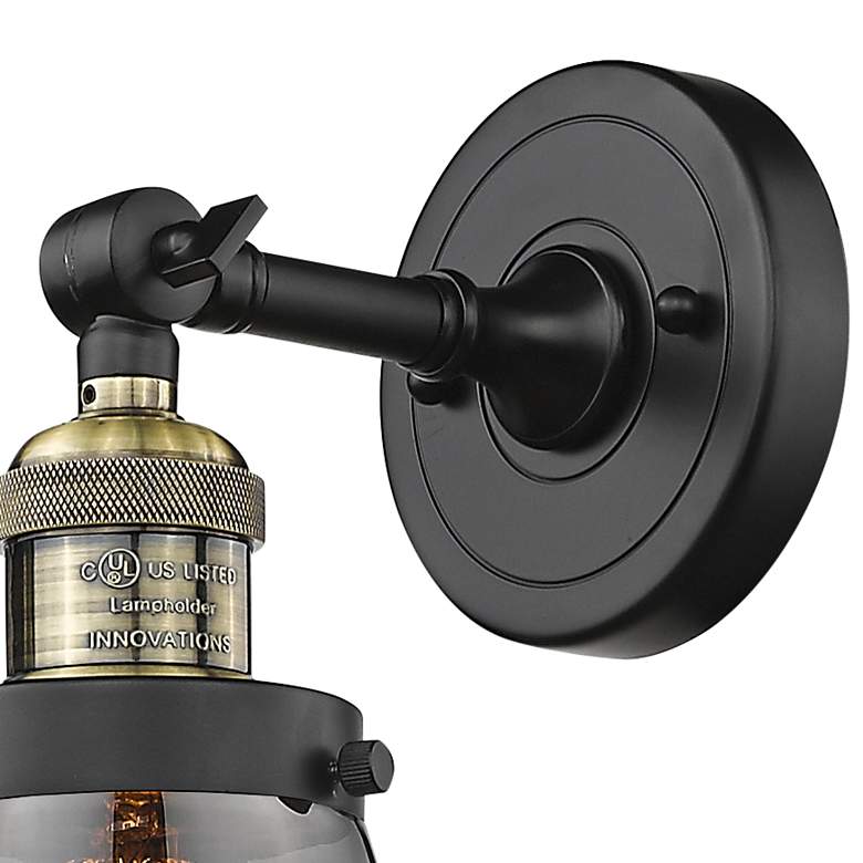 Image 2 Cone 12" High Black Antique Brass Wall Sconce w/ Smoke Glass more views