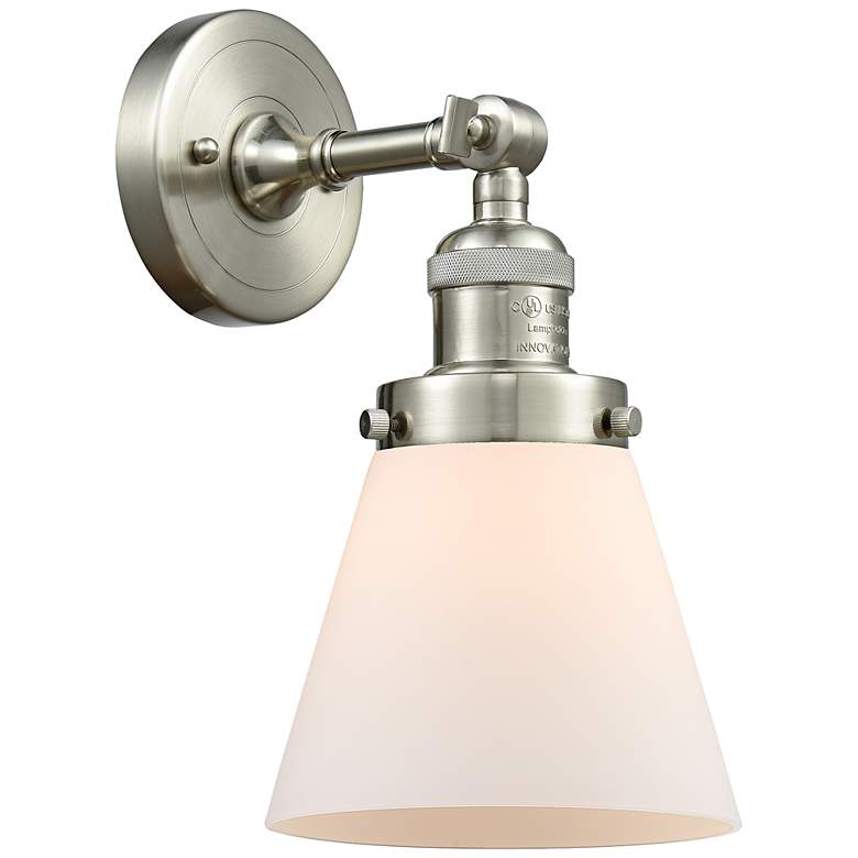 Image 1 Cone 12" High Brushed Satin Nickel Wall Sconce