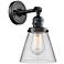Cone 12" High Matte Black Wall Sconce with Clear Glass