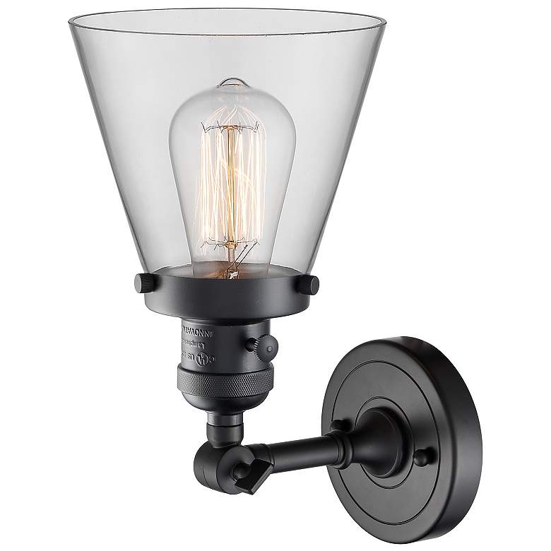 Image 2 Cone 12" High Matte Black Wall Sconce with Clear Glass more views