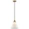 Cone 12" LED Mini Pendant - Antique Brass - Matte White Shade