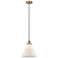 Cone 12" LED Mini Pendant - Antique Copper - Matte White Shade