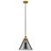 Cone 12" LED Mini Pendant - Brushed Brass - Plated Smoke Shade