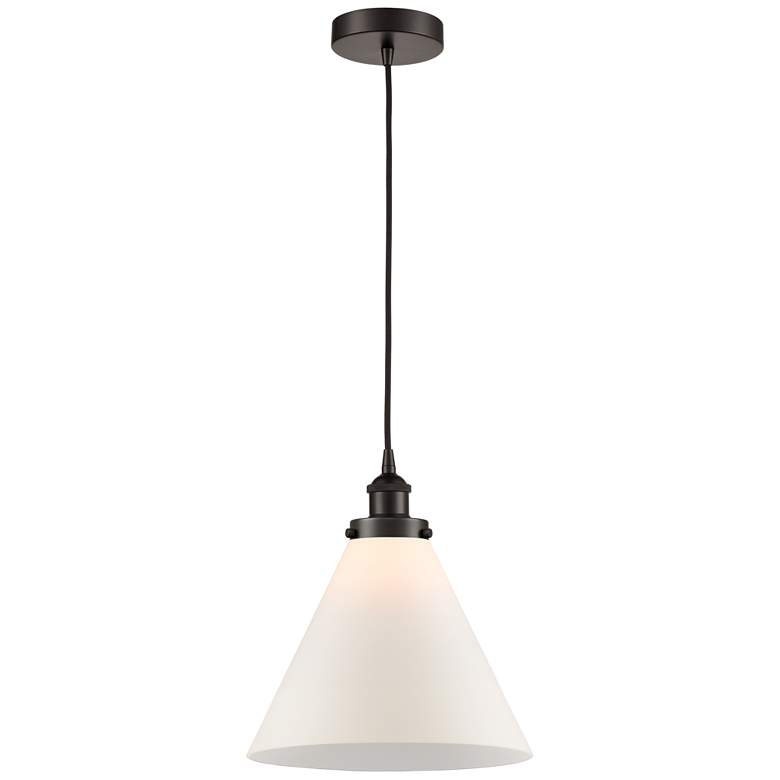 Image 1 Cone 12" LED Mini Pendant - Oil Rubbed Bronze - Matte White Shade