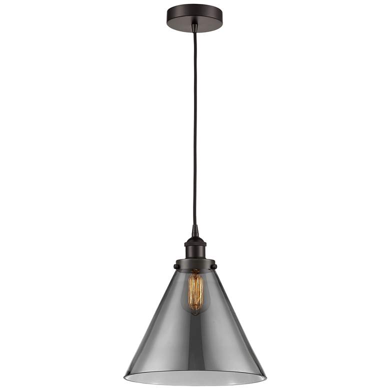 Image 1 Cone 12" LED Mini Pendant - Oil Rubbed Bronze - Plated Smoke Shade