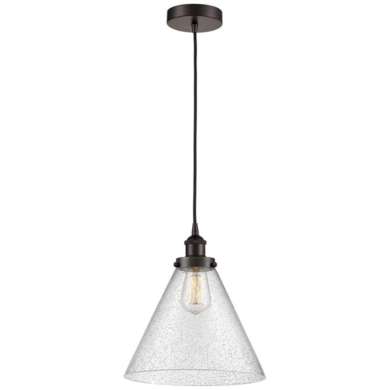 Image 1 Cone 12" LED Mini Pendant - Oil Rubbed Bronze - Seedy Shade