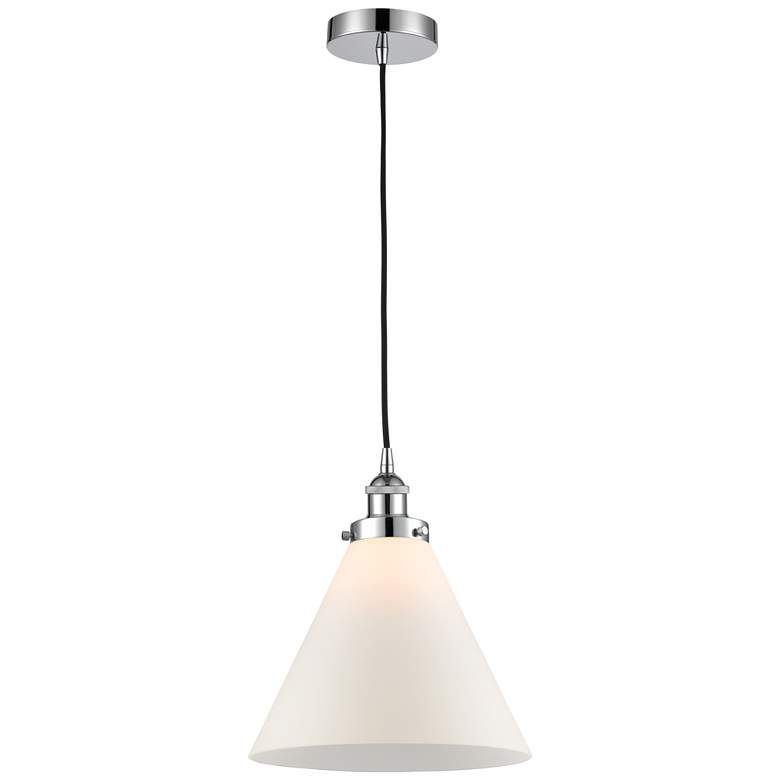 Image 1 Cone 12" LED Mini Pendant - Polished Chrome - Matte White Shade