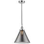 Cone 12" LED Mini Pendant - Polished Chrome - Plated Smoke Shade