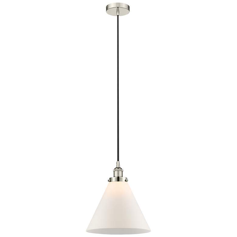 Image 1 Cone 12" LED Mini Pendant - Polished Nickel - Matte White Shade