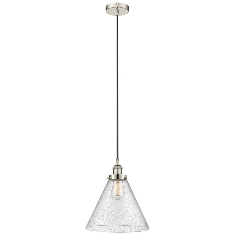 Image 1 Cone 12" LED Mini Pendant - Polished Nickel - Seedy Shade