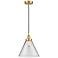 Cone 12" LED Mini Pendant - Satin Gold - Clear Shade