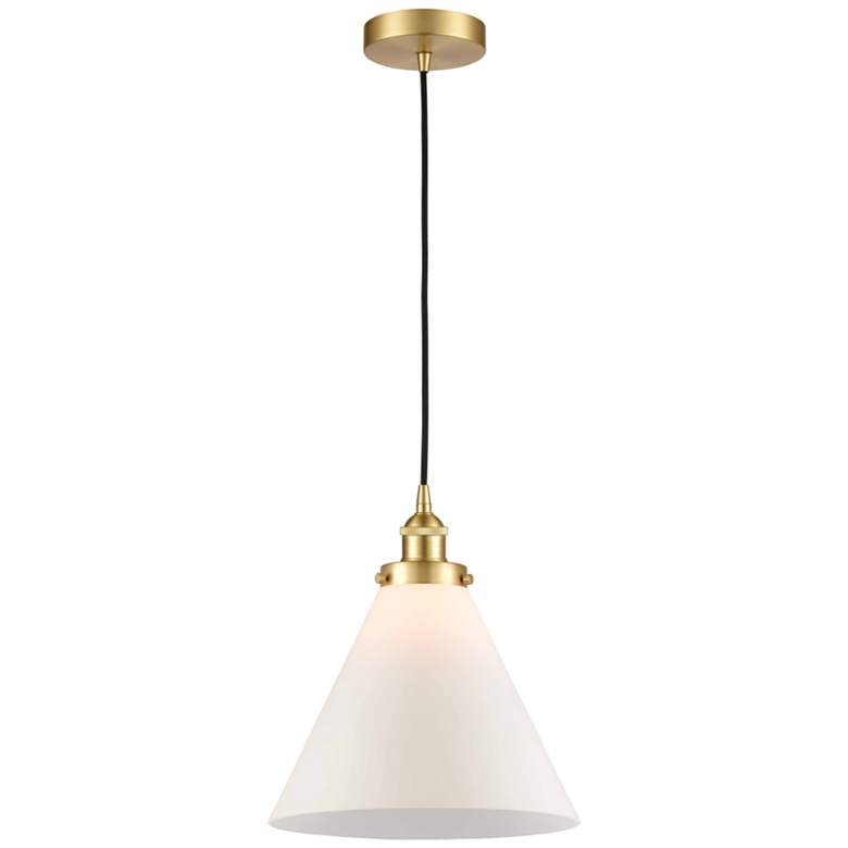 Image 1 Cone 12" LED Mini Pendant - Satin Gold - Matte White Shade