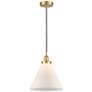 Cone 12" LED Mini Pendant - Satin Gold - Matte White Shade