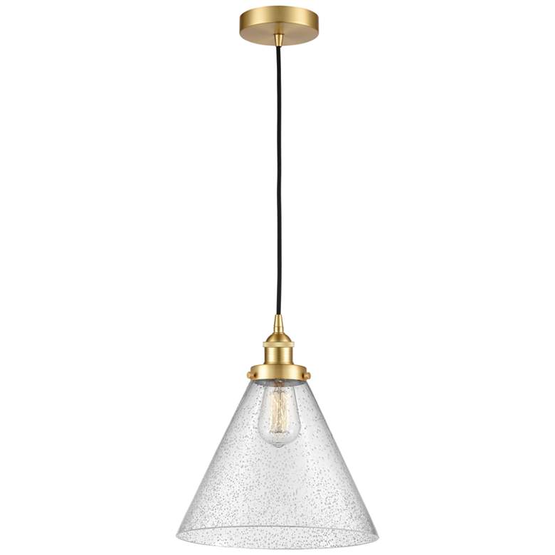 Image 1 Cone 12" LED Mini Pendant - Satin Gold - Seedy Shade