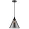 Cone 12" Matte Black Mini Pendant w/ Plated Smoke Shade