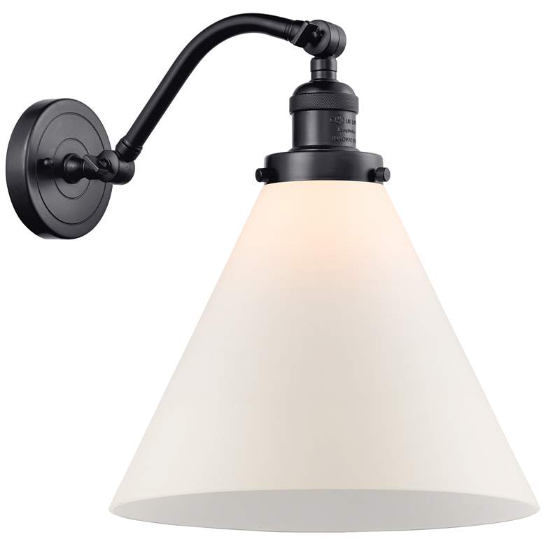 Image 1 Cone 12" Matte Black Sconce w/ Matte White Shade