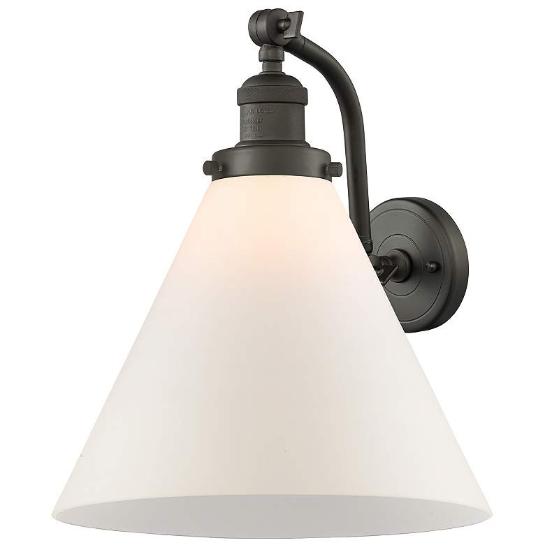 Image 1 Cone 12" Oil Rubbed Bronze Sconce w/ Matte White Shade