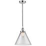 Cone 12" Polished Chrome Mini Pendant w/ Clear Shade
