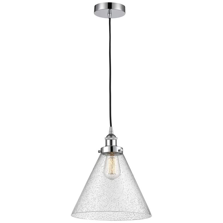 Image 1 Cone 12" Polished Chrome Mini Pendant w/ Seedy Shade