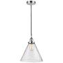 Cone 12" Polished Chrome Mini Pendant w/ Seedy Shade