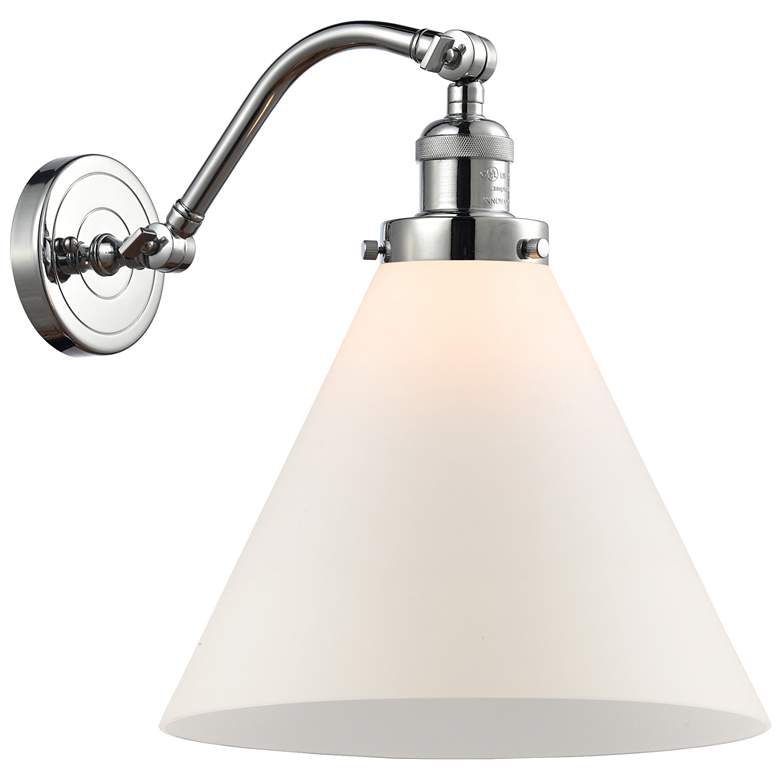 Image 1 Cone 12" Polished Chrome Sconce w/ Matte White Shade