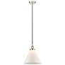 Cone 12" Polished Nickel Mini Pendant w/ Matte White Shade