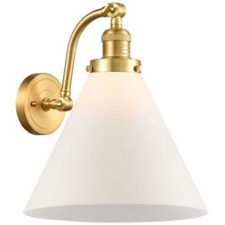 Cone 12" Satin Gold Sconce w/ Matte White Shade