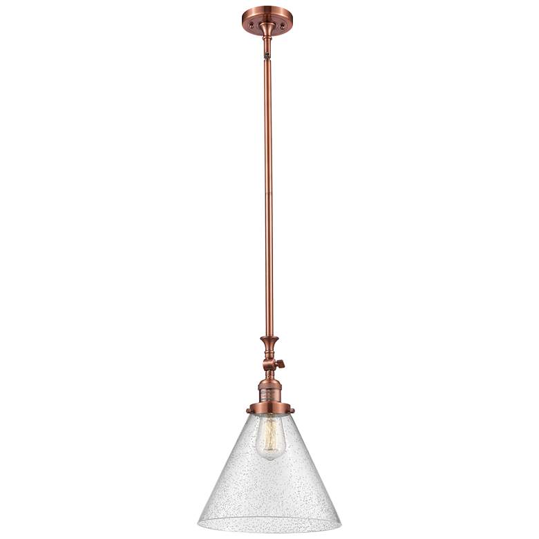 Image 1 Cone 12" Stem Hung LED Mini Pendant - Antique Copper - Seedy Shade