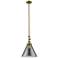 Cone 12" Wide Antique Brass Stem Hung Mini Pendant w/ Plated Smoke Sha