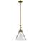 Cone 12" Wide Antique Brass Stem Hung Tiltable Mini Pendant w/ Clear S
