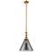 Cone 12" Wide Brushed Brass Stem Hung Mini Pendant w/ Plated Smoke Sha