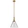 Cone 12" Wide Brushed Brass Stem Hung Tiltable Mini Pendant w/ Clear S