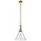 Cone 12" Wide Brushed Brass Stem Hung Tiltable Mini Pendant w/ Seedy S