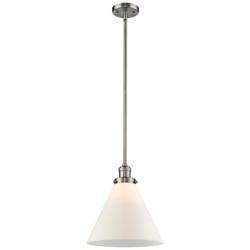 Cone 12" Wide Brushed Satin Nickel LED Mini Pendant