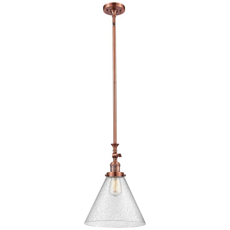 Image 1 Cone 12" Wide Copper Stem Hung Tiltable Mini Pendant w/ Seedy Shade