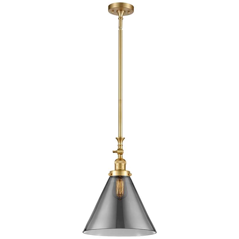 Image 1 Cone 12" Wide Gold Stem Hung Tiltable Mini Pendant w/ Plated Smoke Sha