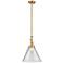 Cone 12" Wide Satin Gold Stem Hung Tiltable Mini Pendant w/ Clear Shad
