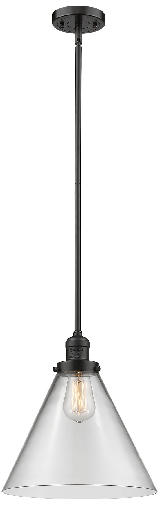 Cone 12"W Oil-Rubbed Bronze Mini Pendant with Clear Shade