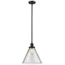 1_Cone 12"W Oil-Rubbed Bronze Mini Pendant with Clear Shade