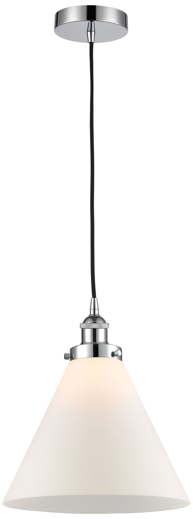 Cone 12"W Polished Chrome Mini Pendant w/ Matte White Shade