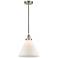Cone 12" LED Mini Pendant - Brushed Satin Nickel - Matte White Shade