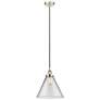 Cone 12" LED Mini Pendant - Polished Nickel - Clear Shade