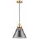 Cone 12" LED Mini Pendant - Satin Gold - Plated Smoke Shade